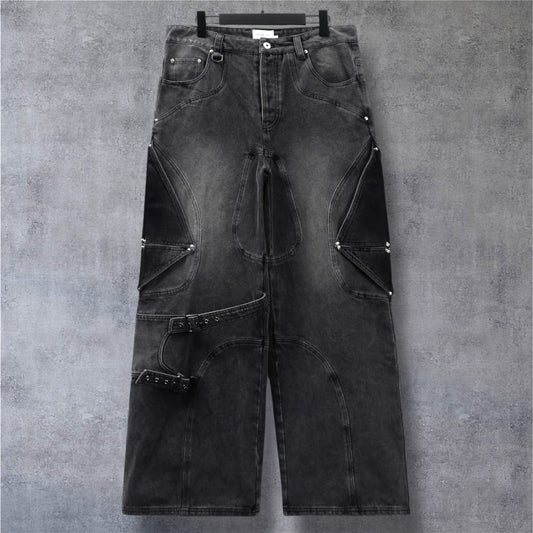 FADED GREY FRACTURED DENIM