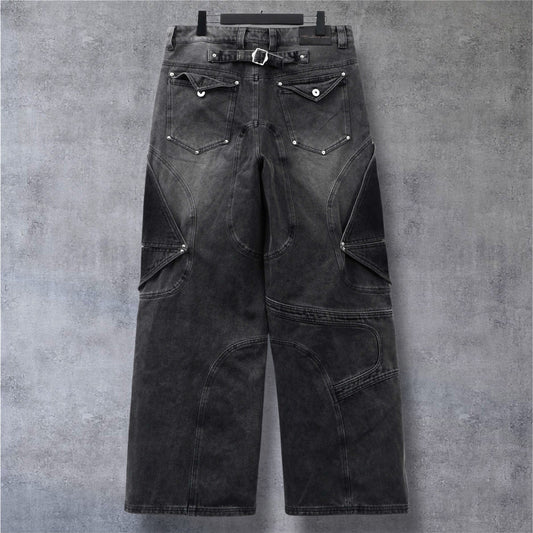 FADED GREY FRACTURED DENIM